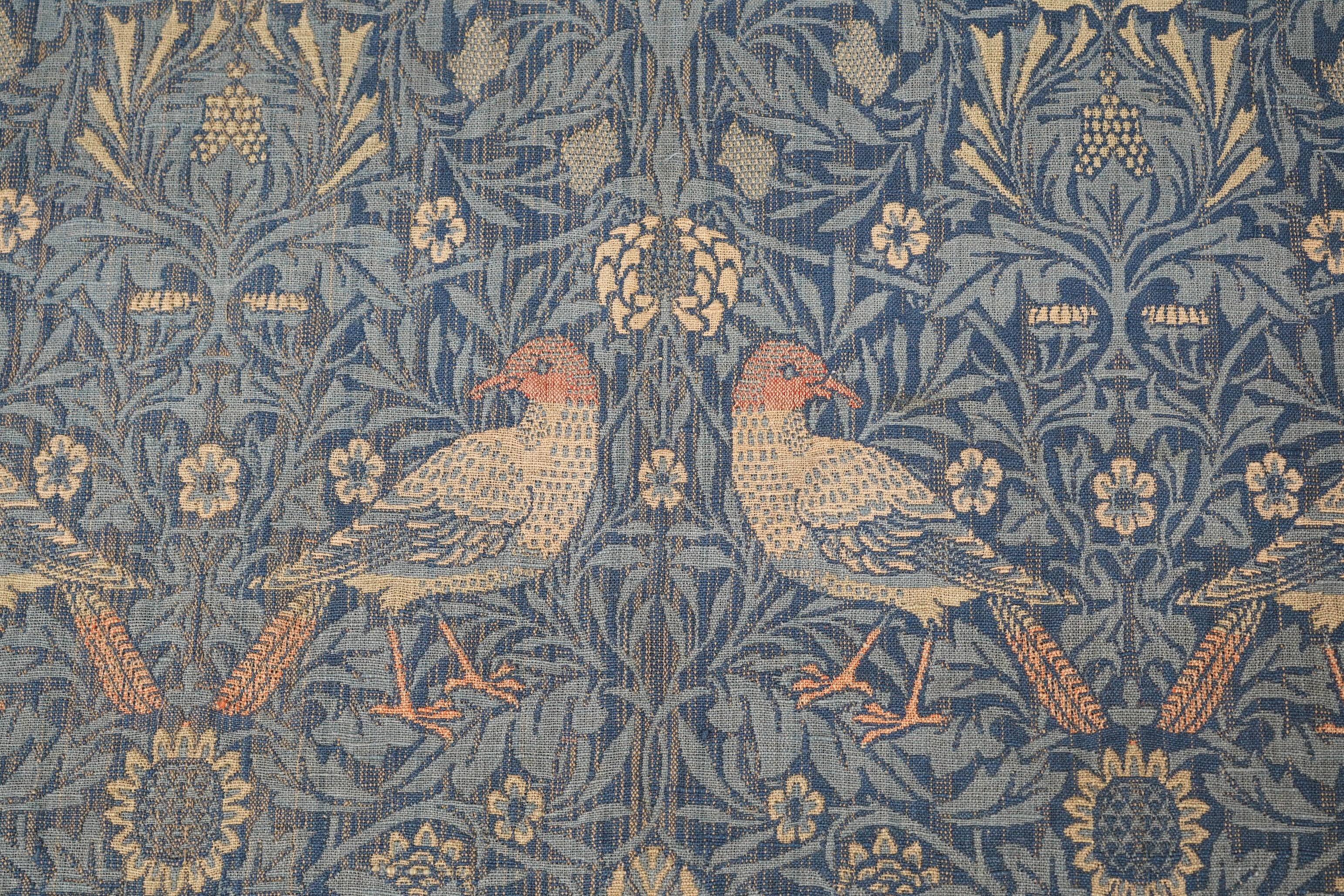 A later sample panel of William Morris ‘Bird’ design, jacquard-woven woollen double cloth, furnishing fabric. Originally manufactured in 1877-1888 by Merton Abbey Workshop for Morris &Co. 91cm x 71cm